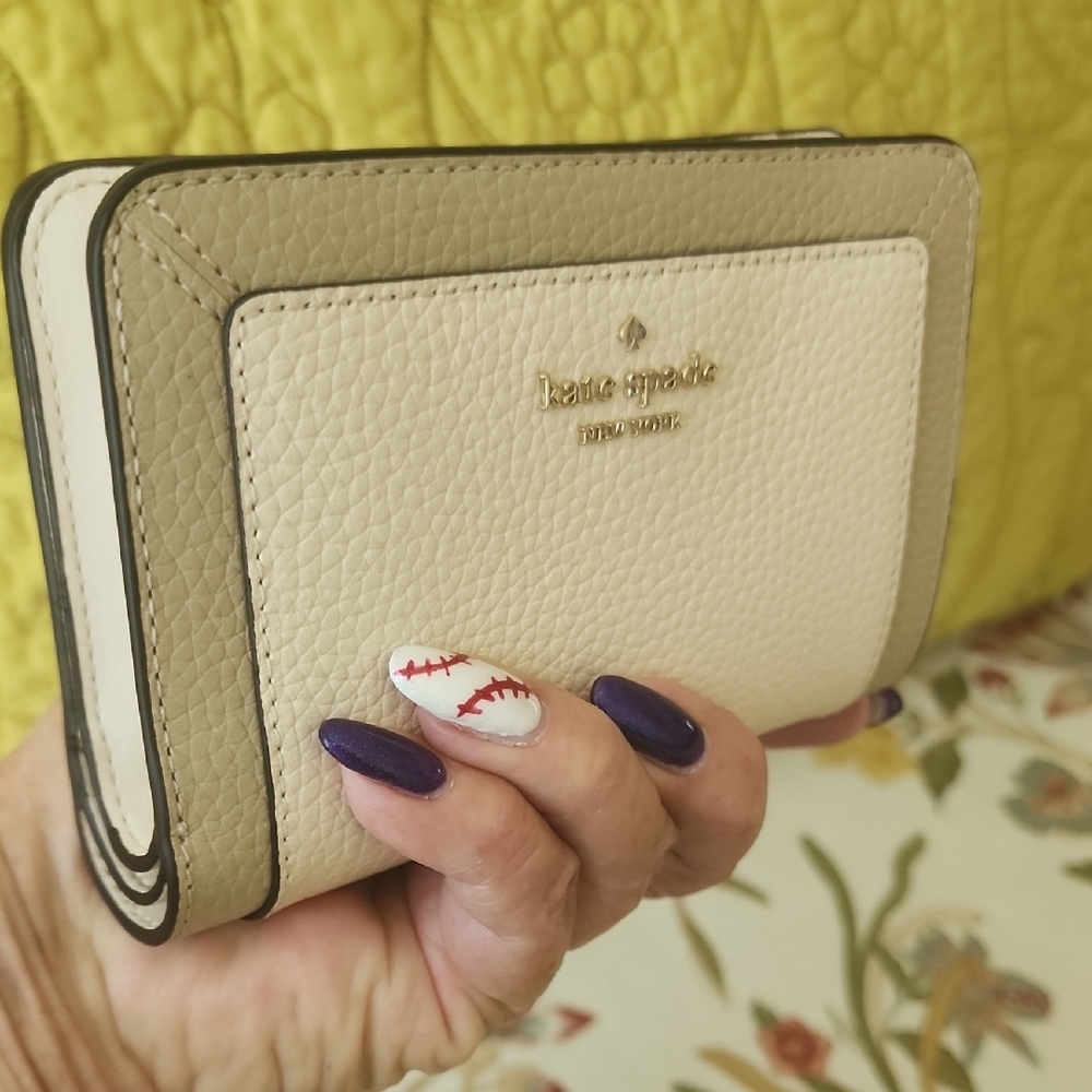 Kate Spade Lena Colorblock Cream and Tan Wallet - Picture 13 of 14